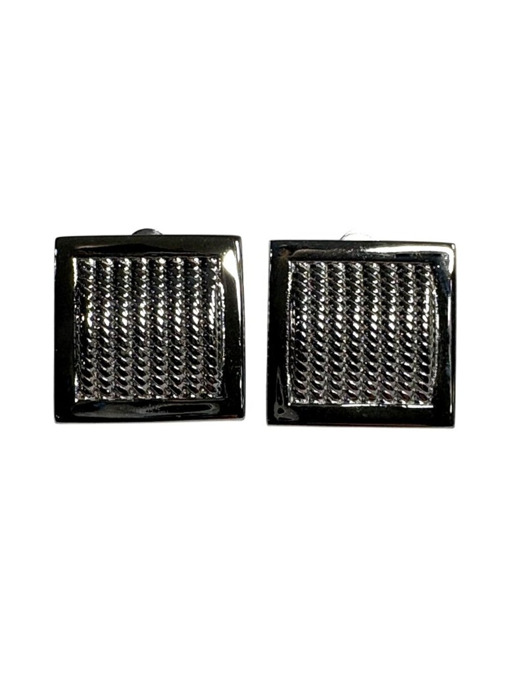 MEFYE Silver-Toned Retro Square Earrings